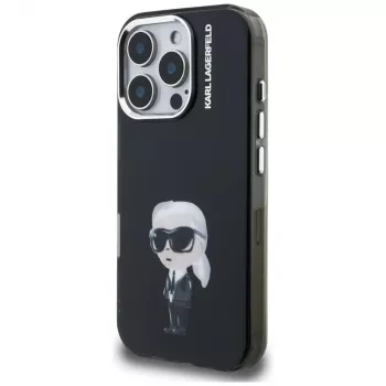 Karl Lagerfeld IML Aquarelle Karl & Logo Case for Apple iPhone 16 Pro, Black