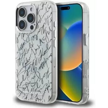 Karl Lagerfeld IML Karl ScriptPattern MagSafe Case for Apple iPhone 16 Pro, White