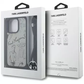 Karl Lagerfeld Crossbody Case with Grained Pattern & Logo for iPhone 16 Pro Max, Grey