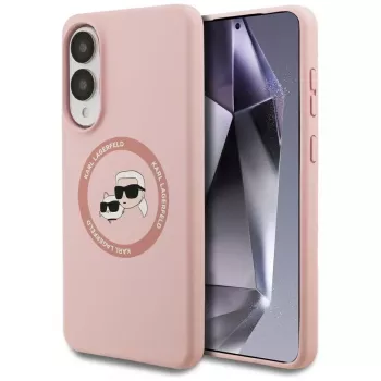 Karl Lagerfeld Silicone DoubleHeads And Circle MagSafe Case for Samsung Galaxy S25 Edge Pink