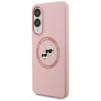 Karl Lagerfeld Silicone DoubleHeads And Circle MagSafe Case for Samsung Galaxy S25 Edge Pink