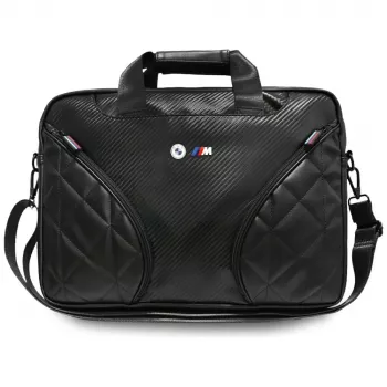 BMW Carbon Pockets & Metal Logo Laptop Backpack 16 inch Black