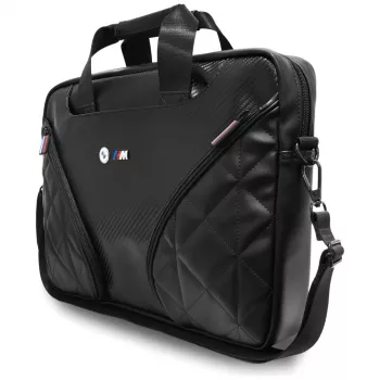 BMW Carbon Pockets & Metal Logo Laptop Backpack 16 inch Black