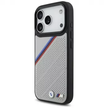BMW M Tricolor Metal Logo MagSafe Case for iPhone 17 Pro Grey