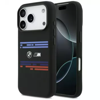 BMW M Silicon Horizontal Line MagSafe Case for Apple iPhone 17 Pro, Black