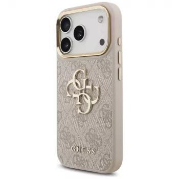 Guess 4G Big Classic Logo Big Strap Metal Buttons Case for Apple iPhone 17 Pro Pink