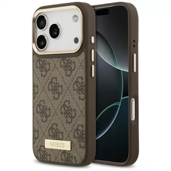 Guess 4G Logo Plate MagSafe Case for Apple iPhone 17 Pro Brown