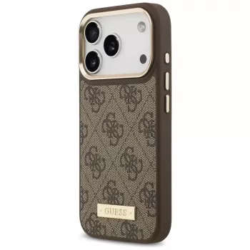 Guess 4G Logo Plate MagSafe Case for Apple iPhone 17 Pro Brown