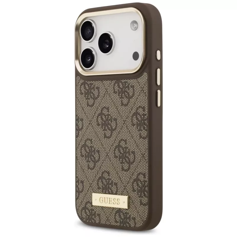 Guess 4G Logo Plate MagSafe Case for Apple iPhone 17 Pro Brown