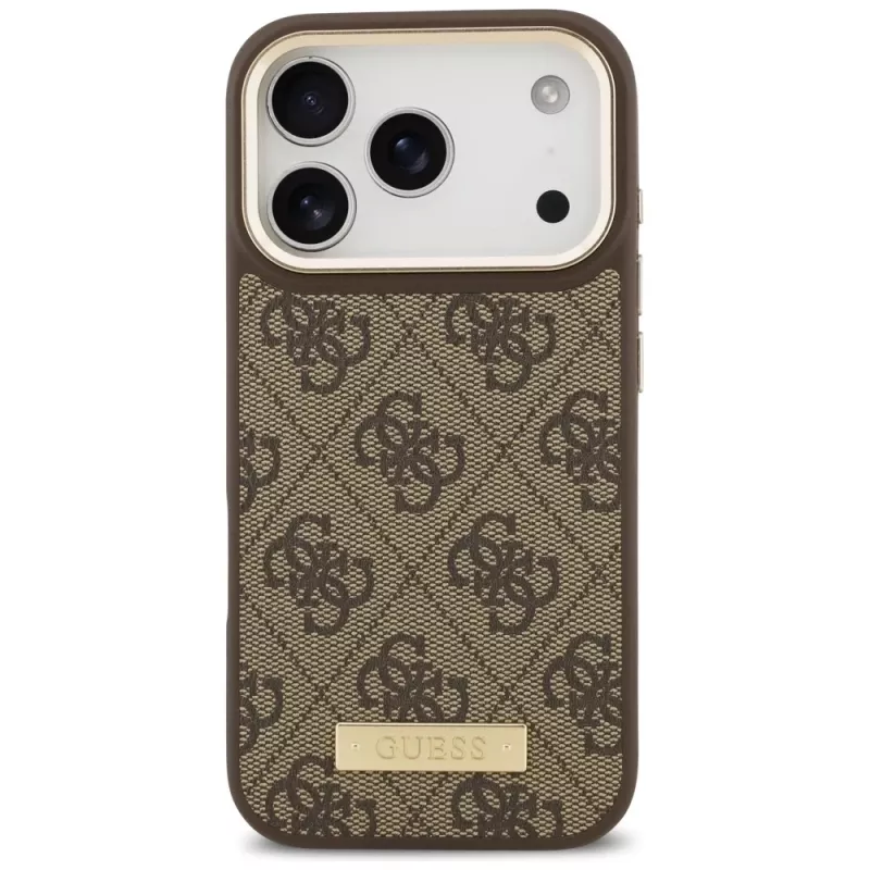 Guess 4G Logo Plate MagSafe Case for Apple iPhone 17 Pro Brown