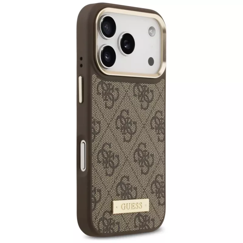 Guess 4G Logo Plate MagSafe Case for Apple iPhone 17 Pro Brown