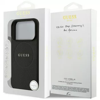 Guess Grained Ring MagSafe Case for iPhone 17 Pro Max (Black)