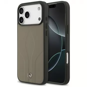 Mercedes Leather The Move MagSafe Case for iPhone 17 Pro Max Taupe
