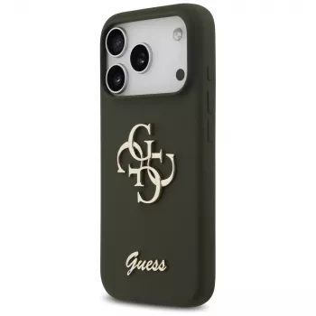 Guess Silicone Big 4G Script Case for iPhone 17 Pro Max Khaki