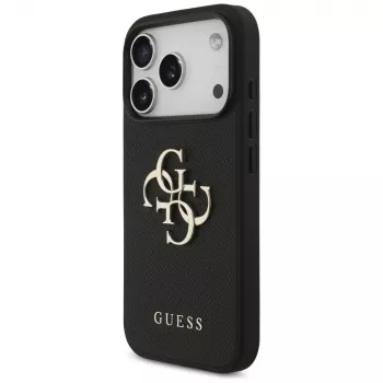 Guess Grained Big 4G & Classic Logo Protective Case for Apple iPhone 17 Pro, Black