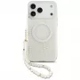Guess IML Flowers Electro Pearl Strap MagSafe Case for iPhone 17 Pro Max White