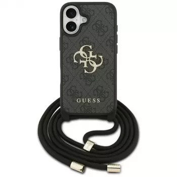 Guess 4G Big Logo Cord Strap Crossbody Case for Apple iPhone 17, Black