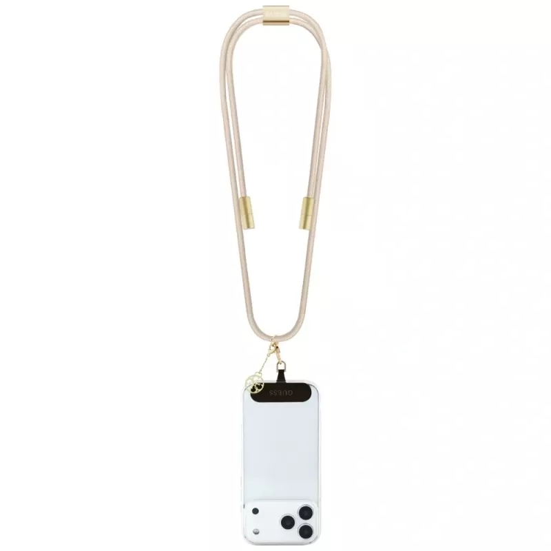 Guess Crossbody Strap 4G Charm - Universal Phone Strap / USB-C to USB-C Cable 1.5m (Beige)