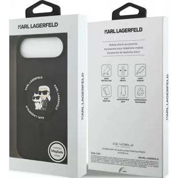 KARL LAGERFELD Silicone Karl & Choupette Ring MagSafe Case for Apple iPhone Air - Black