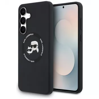 Karl Lagerfeld Silicone Karl & Choupette Heads MagSafe Case for Samsung Galaxy S25 FE Black