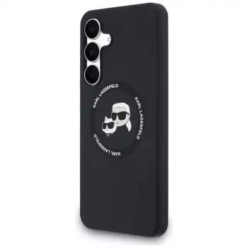 Karl Lagerfeld Silicone Karl & Choupette Heads MagSafe Case for Samsung Galaxy S25 FE Black