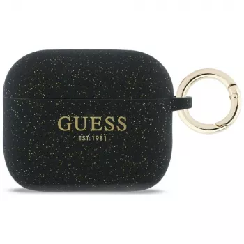 Guess Silicone Glitter Ring Case for AirPods Pro 1st & 2nd Gen - Black