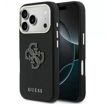 Guess FW Resin Logo Back Cover for Apple iPhone 17 Pro, Black