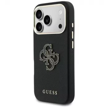 Guess FW Resin Logo Back Cover for Apple iPhone 17 Pro, Black