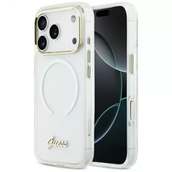 Guess IML Gradient Script Metal MagSafe Case for Apple iPhone 17 Pro, White