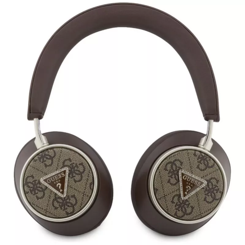 Guess 4G Triangle Logo Wireless Bluetooth 5.4 On-Ear Headphones with ENC - Brown