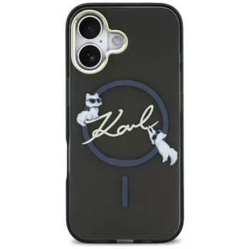 Karl Lagerfeld IML Choupettes KarlScript Logo MagSafe Case for iPhone Air, Black