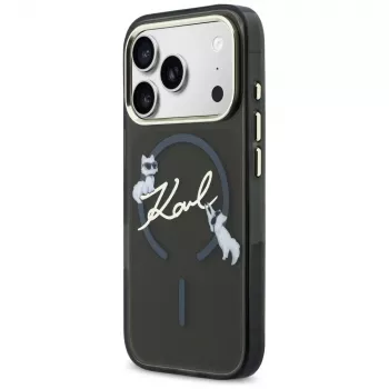 KARL LAGERFELD IML Choupettes KarlScript Logo MagSafe Case for Apple iPhone 17 Pro, Black