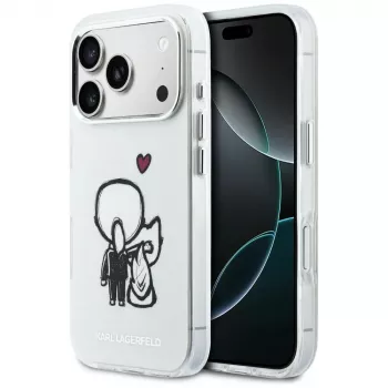 Karl Lagerfeld Karl & Choupette Back MagSafe Case for iPhone 17 Pro Max, Transparent