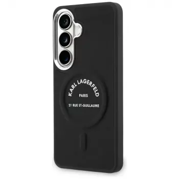 KARL LAGERFELD Embossed Ring Stand MagSafe Case for Samsung Galaxy S26, Black