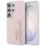 KARL LAGERFELD Grained Signature Metal Resin Logo Case for Samsung Galaxy S26 Ultra, Pink