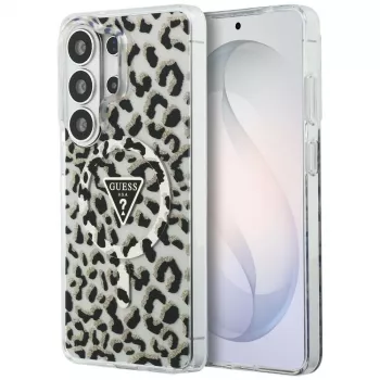 Guess IML Leopard Print Triangle MagSafe Case for Samsung Galaxy S26 Ultra (Black)