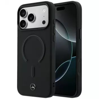 Mercedes Leather 3D MagSafe Case for iPhone 17 Pro Black