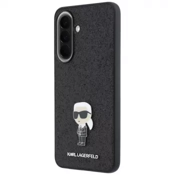 Karl Lagerfeld Fixed Glitter Ikonik Logo Metal Pin Case for Samsung Galaxy A37 5G Black