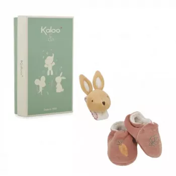 Kaloo 2-in-1 Gift Set Rabbit (Rattle + Booties) Petites Chansons Collection