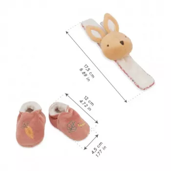 Kaloo 2-in-1 Gift Set Rabbit (Rattle + Booties) Petites Chansons Collection