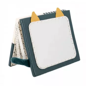 Kaloo Stimuli Sensory Activity Mirror - Multi-colored, High Contrast Fabric Baby Mirror with Crinkly Paper and Textures