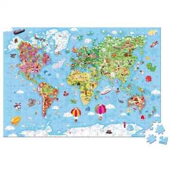 Janod World Map Puzzle in Suitcase 300 Pieces
