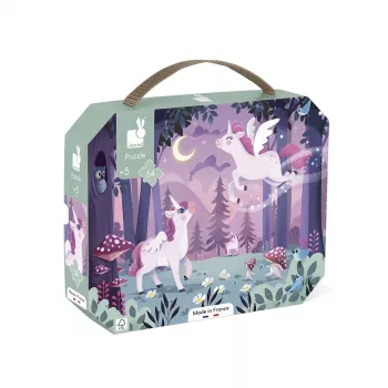 Janod Puzzle in Suitcase Unicorns 54 Pieces 5+ Made in France
