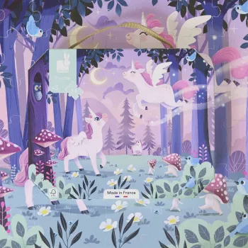 Janod Puzzle in Suitcase Unicorns 54 Pieces 5+ Made in France