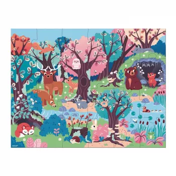 Janod Forest Glow-in-the-Dark Jigsaw Puzzle with UV Lamp 24 Pieces