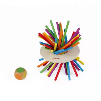 Janod Crazy Sticks Balancing Game - Wooden Skill Game for 1-4 Players, Multi-colored