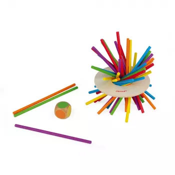 Janod Crazy Sticks Balancing Game - Wooden Skill Game for 1-4 Players, Multi-colored