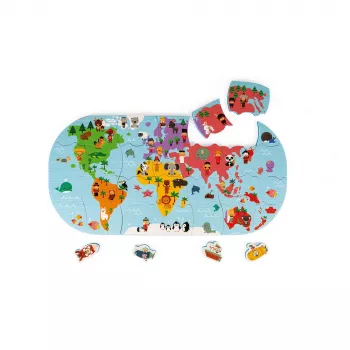Janod World Map 28-Piece Magnetic Puzzle