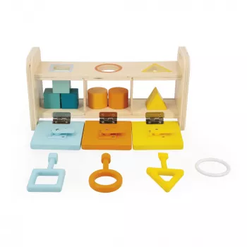 Janod Essentiel Wooden Shape Sorter with Keys