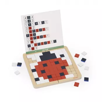 Janod Wooden Mosaic Puzzle Symmetry and Coding 4in1 5+
